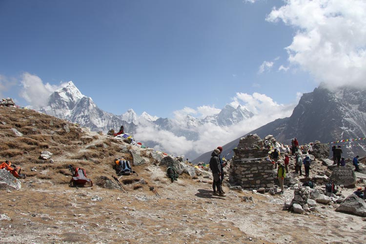 The many shrines overlooking Dingboche, sitting one day away from Everest Base Camp. Hikers often stop here to honor the fallen climbers and remind themselves of the severity of trekking up Mount Everest.