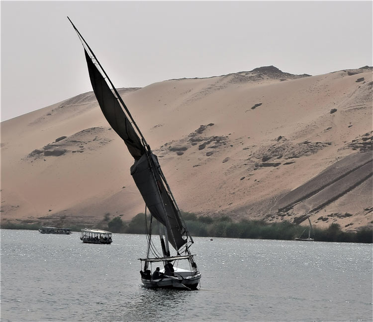 Traditional felucca sailboats closely resemble those that have sailed on the Nile River since ancient times. Photo by Victor Block
