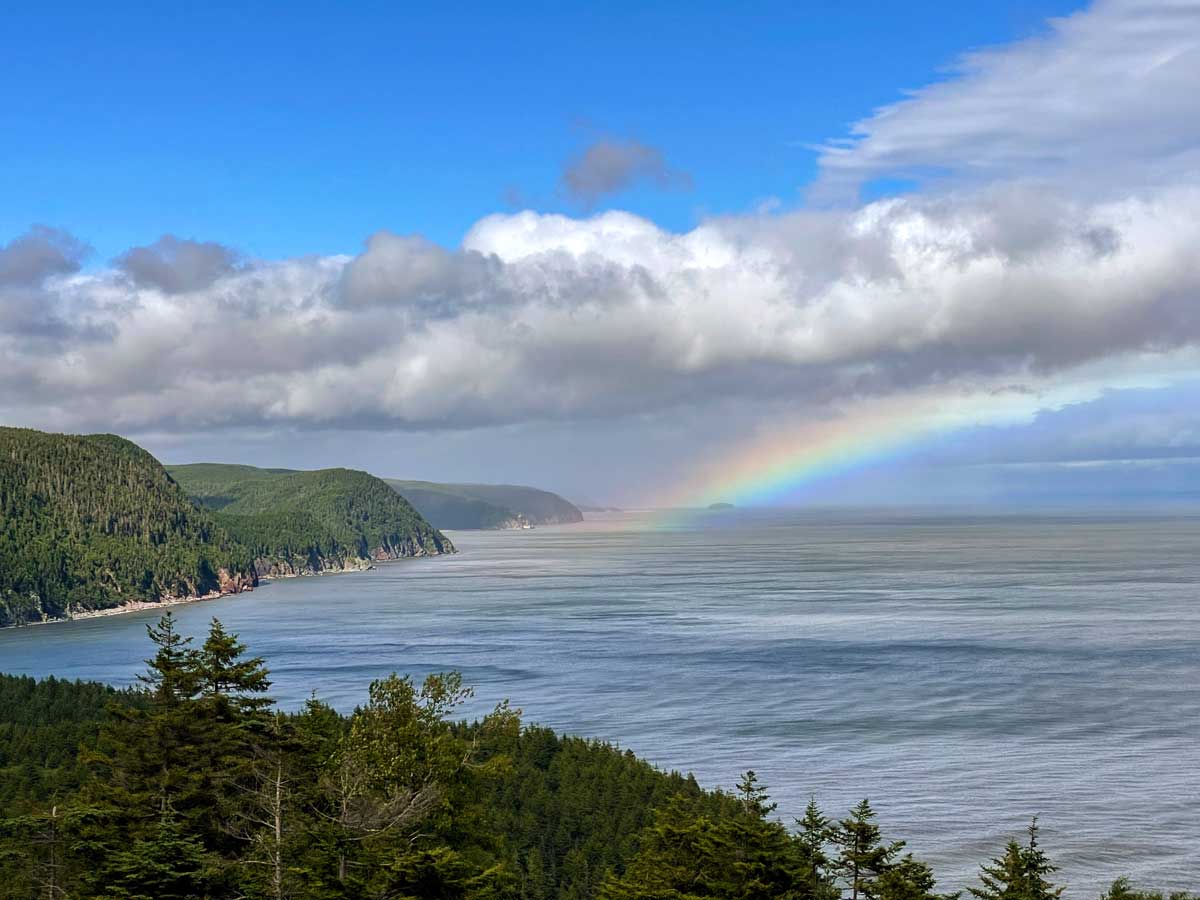 Rainbow along the Fundy Trail Parkway in New Brunswick, Canada