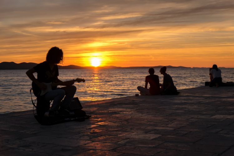 Zadar Croatia Sunset view from the Boardwalk.