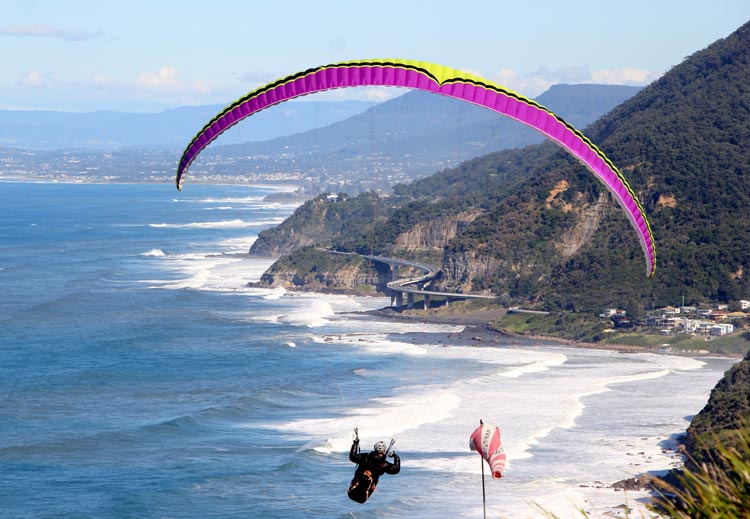 Paraglider from Bald Hill lookout.