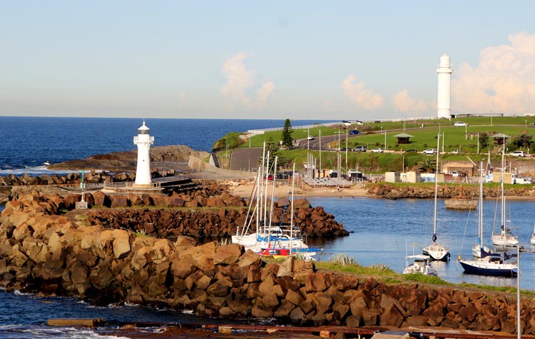 Wollongong's two lighthouses. Photo by Ayan Adak