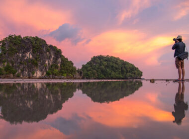 Photographer shooting a sunset in Thailand