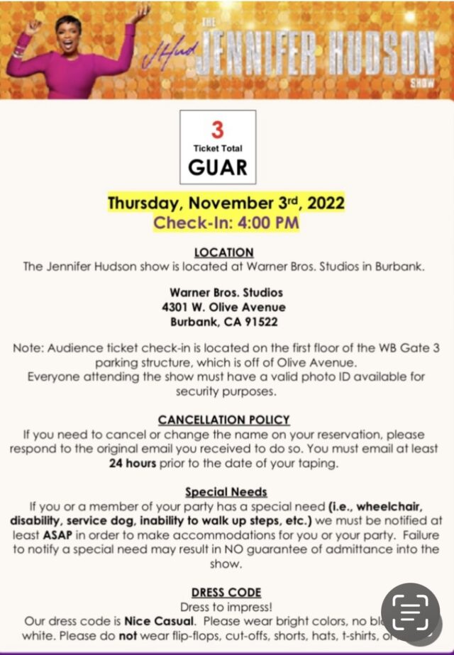 Jennifer Hudson show instructions