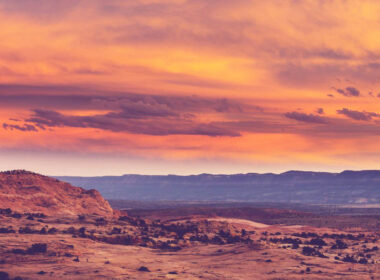 Sunset over national parks in Utah