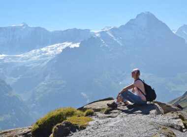Solo traveler in the Alps