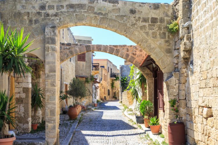 historic streets of Old Town Rhodes