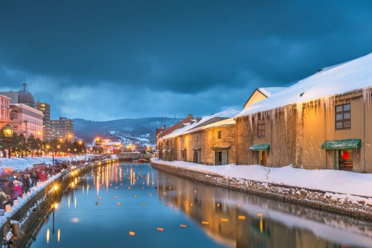 Town of Otaru in winter. Best time to visit Japan