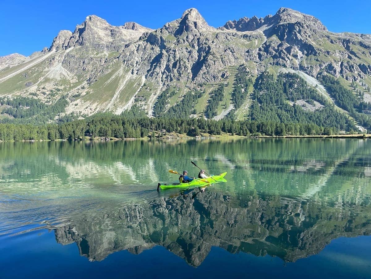 Kayaking on Lake Sils. Photo by Debbie Stone