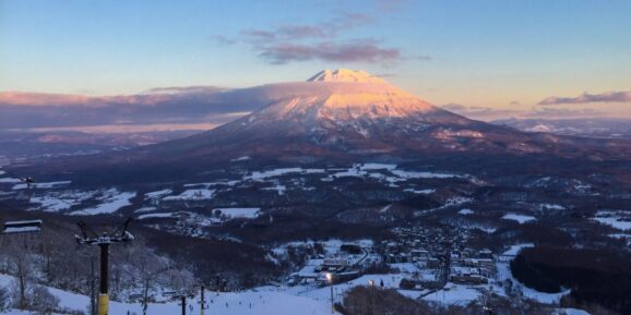 Fresh powder at Niseko with Mount Yotei rising in the background. Photo from Canva