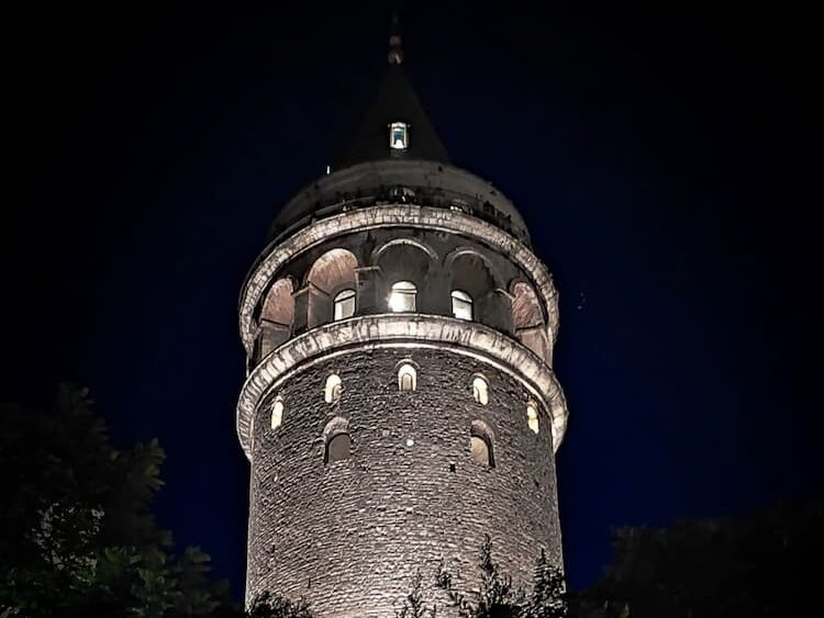 The Galata Tower Lit up at Night. Photo by Cristina Chui