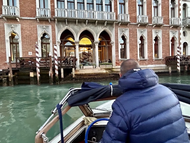 Water taxi to Venice’s Centurion Palace Hotel