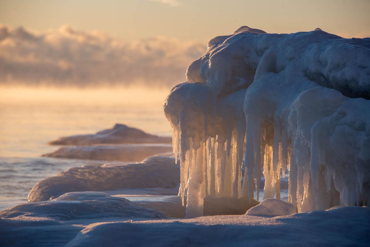 Door County Wisconsin Toft Point Sunrise Ice.