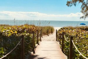 The entrance to Sanibel beach, on the west coast of Florida.