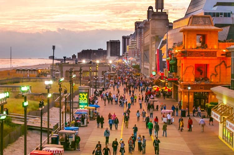 Evening on the AC boardwalk. Photo by Meet AC