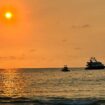 Kontiki Wayra sails along the Ecuadorean Coast at sunset. Photo by Janna Graber