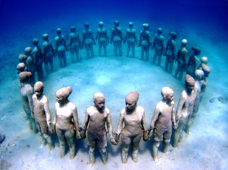 Vicissitudes, one of the underwater sculptures in Grenada waters
