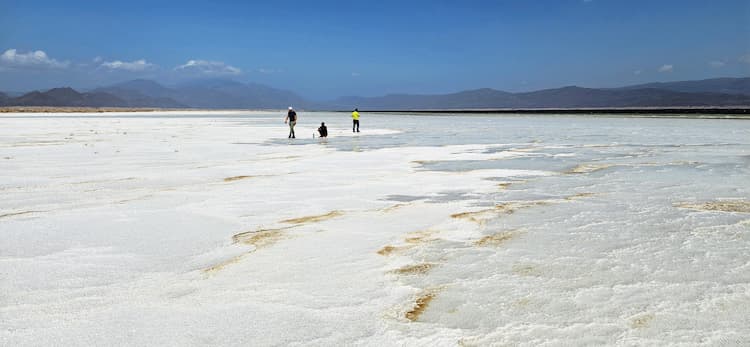 A vast plain of white salt crystals at Lake Assal. Photo by Edward Placidi