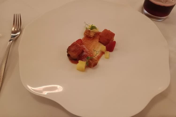 An expertly crafted dish at Galerie Des Sens. Photo by Sandy Page