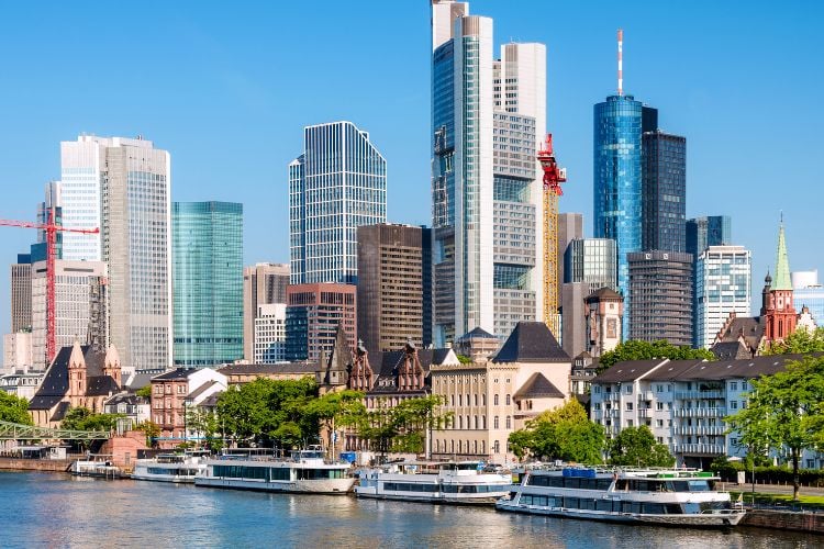 Frankfurt skyline along the River Main.