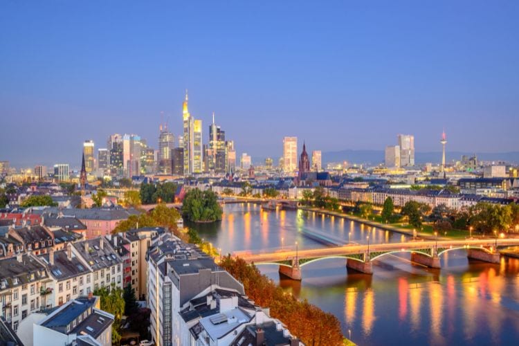 Frankfurt skyline and river Main