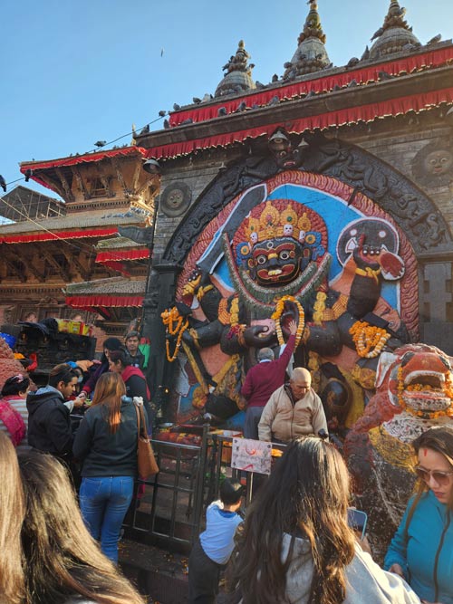 Worshipers seeking blessings at Kal
Bhairav shrine.