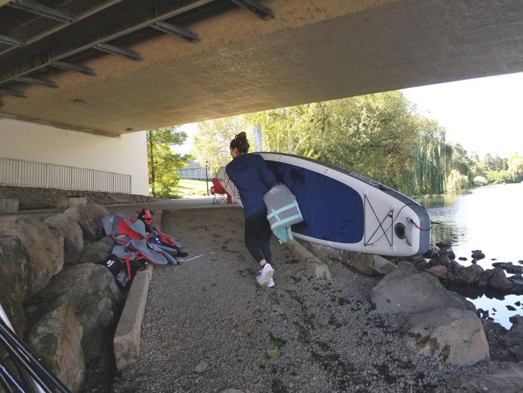 Rent kayaks and paddle boards from CDA Sports underneath the Division Street Bridge. 