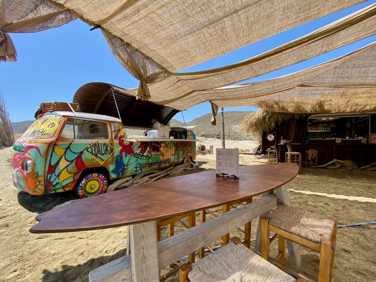 Kolimbithra Beach on Tinos’ north coast offers a surf school and surf-themed taverna. 