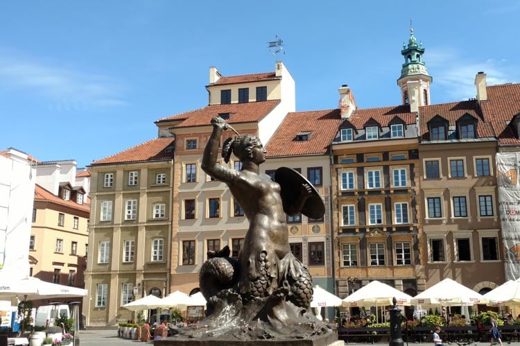 Warsaw's Mermaid in Old Town's Market Square