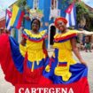 Colorful Cartagena. Women in traditional outfits will pose for $1 along the pastel colored streets