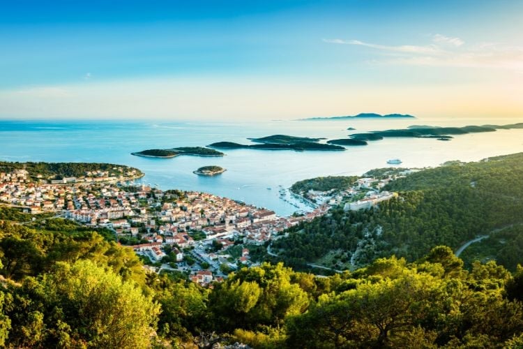 Aerial view of Hvar old town