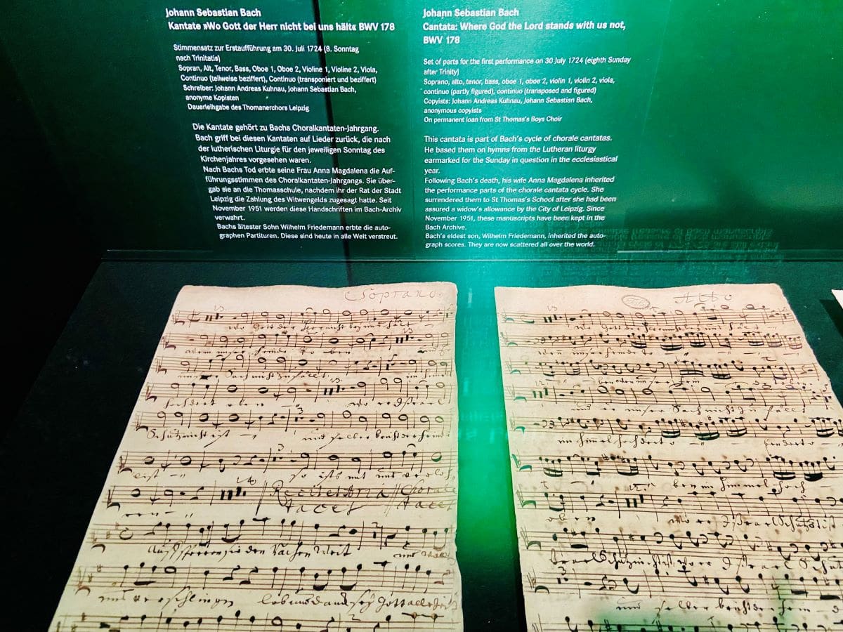 Leipzig, Jerman, lembaran musik di Museum Bach