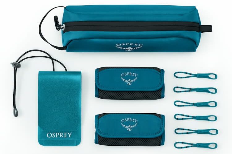 Osprey Luggage Customization Kit in Waterfront Blue. Photo courtesy of Osprey