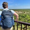 Traveling with an Osprey backpack. Photo by Janna Graber