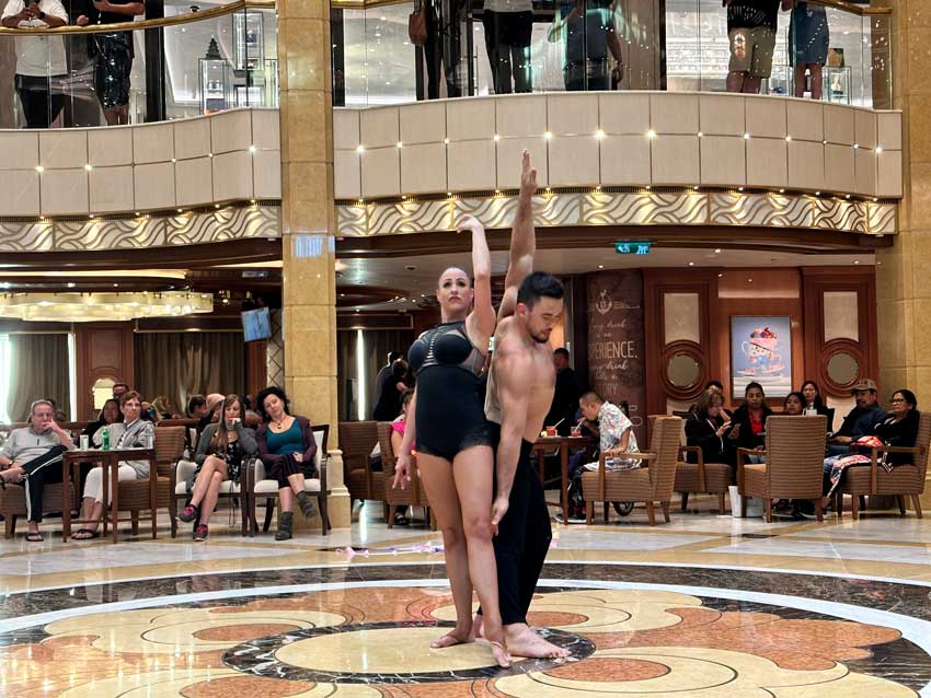 Acrobats in the Piazza Atrium. Photo by Janna Graber