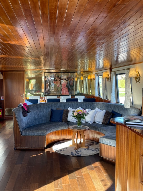 Inside the barge cruise in France.
