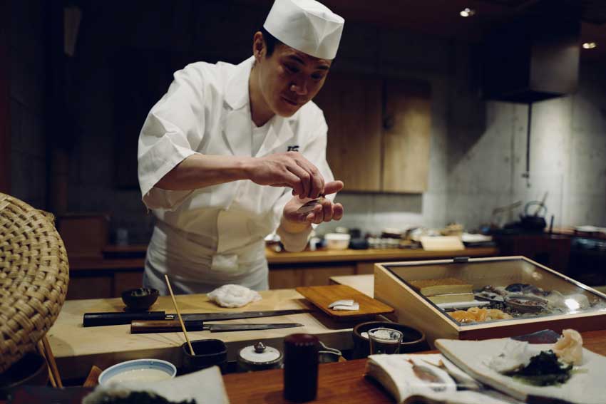Japanese chef at work