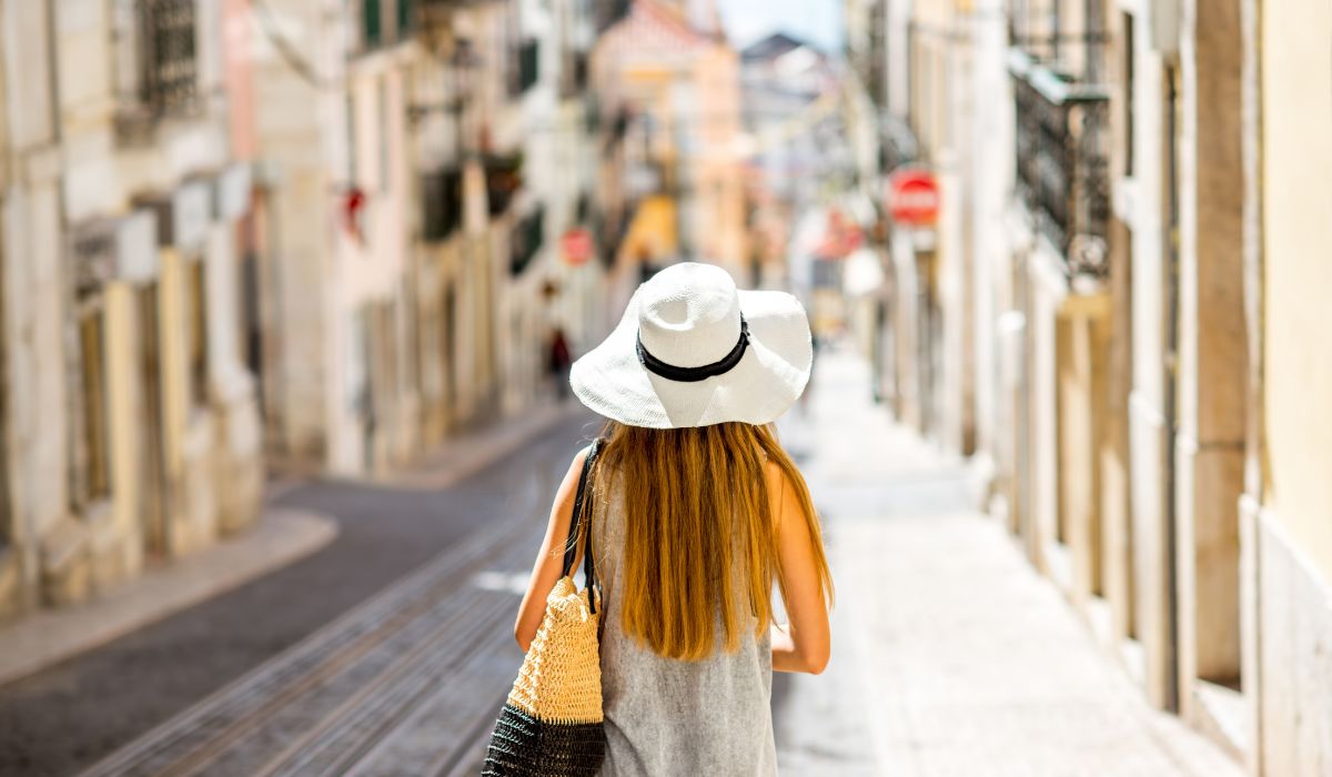 Woman walking in Lisbon