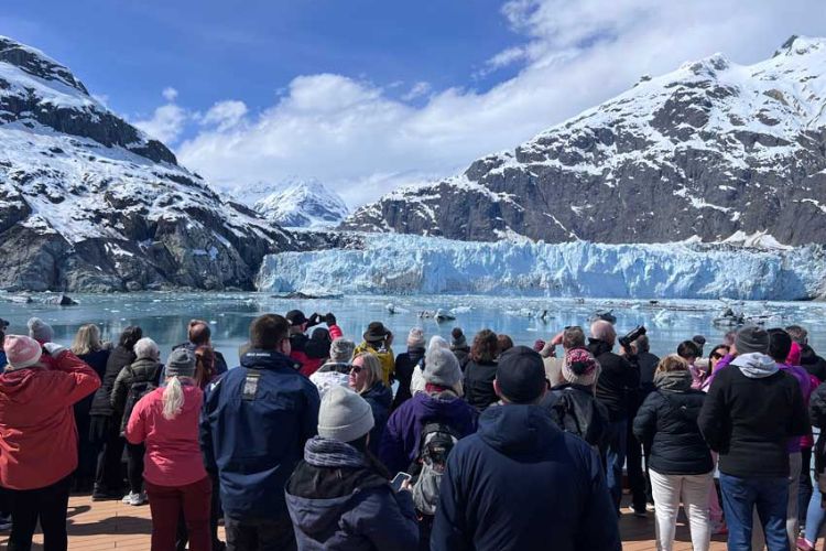 Passengers enjoy the magnificent view of Glacier Bay