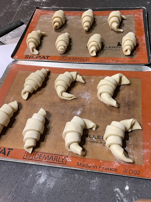 Two different shaped croissants
