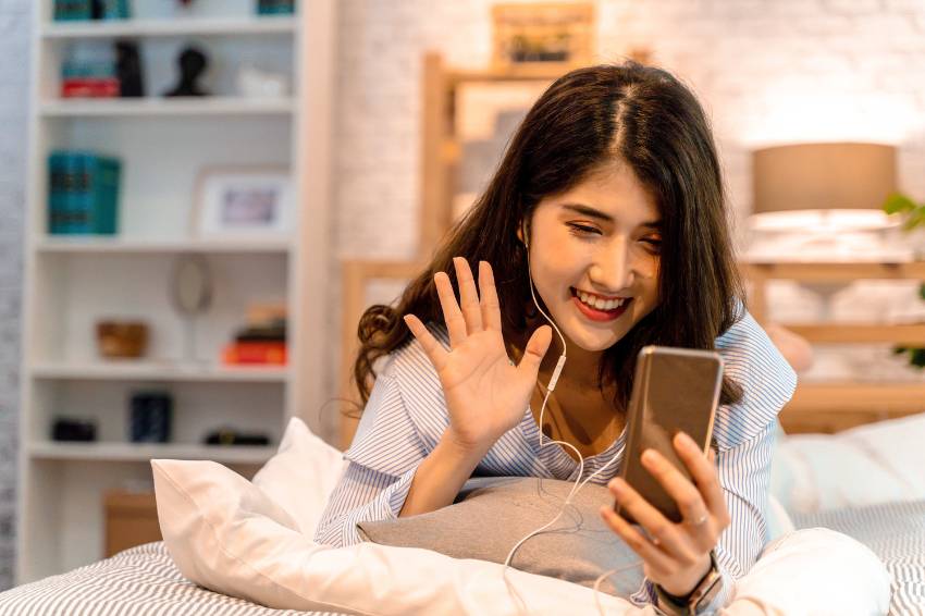 Woman making a video call