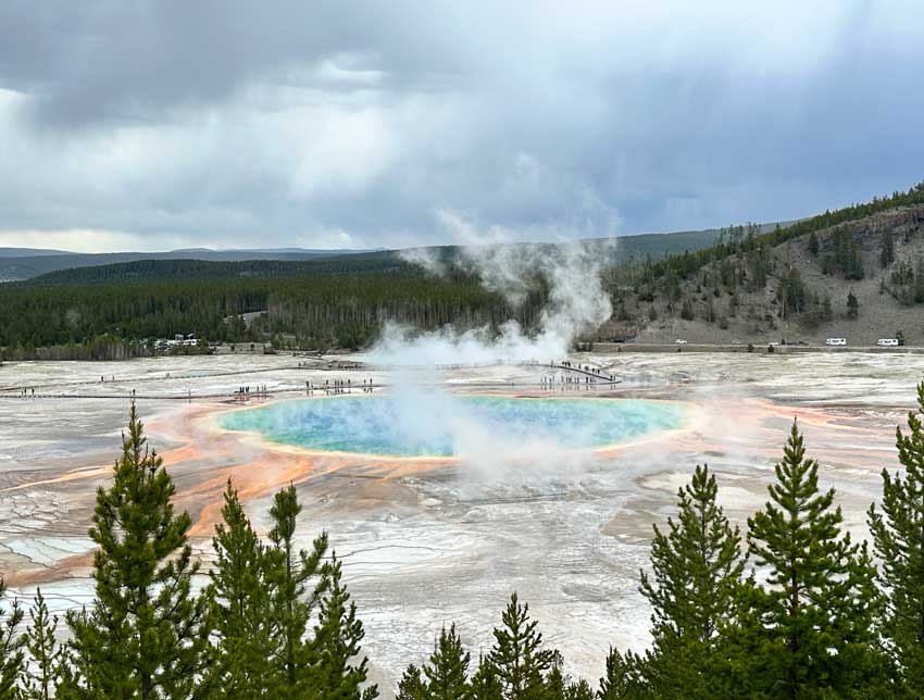 Grand Prismatic Spring Trail in Yellowstone. Photo by Janna Graber
