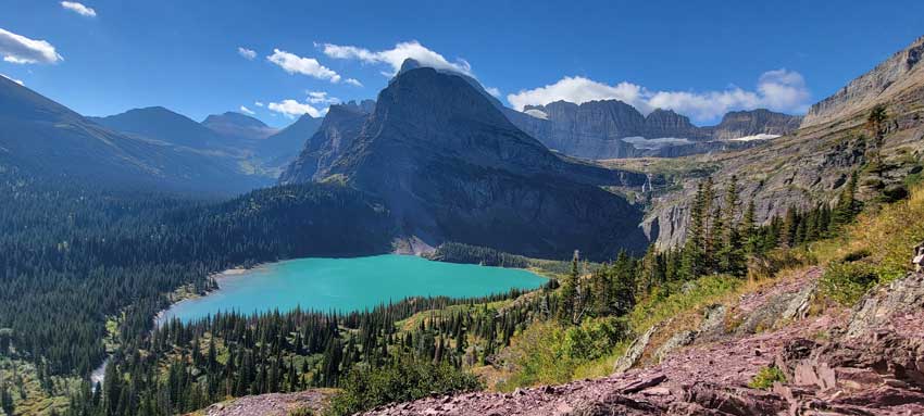 Grinnell Lake from the Grinnell Glacier trail, one of the iconic spots photographed in Glacier National Park