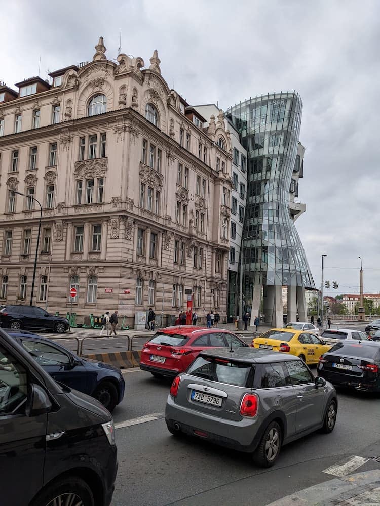 Guess which building is the Dancing House. Photo by Ellen Kahaner