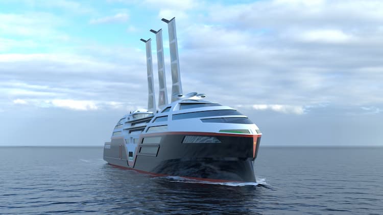Sea Zero Concept Visualization, sails fully extended. Photo by VARD Design
