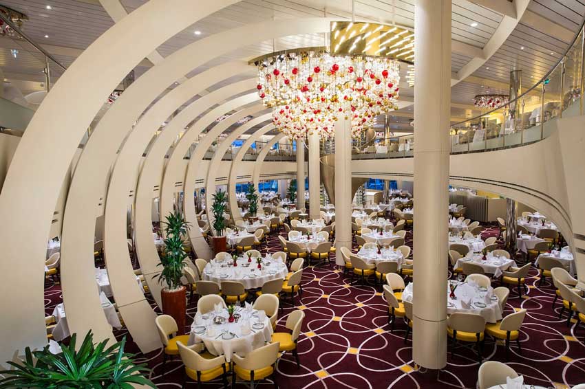 The dining room aboard the Holland America Ship