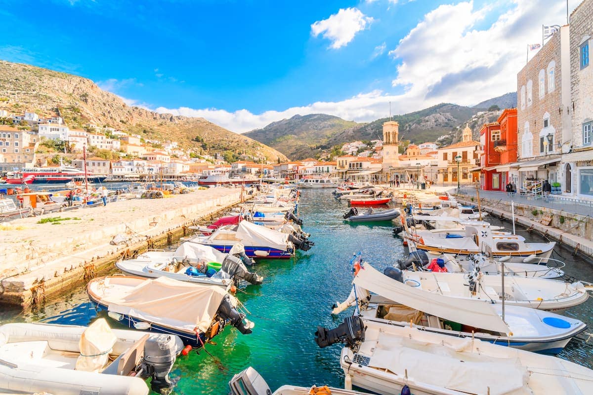 The small harbor on the Greek island of Hydra, one of the Saronic islands off of mainland Greece. Photo by Kirk Fisher, iStock
