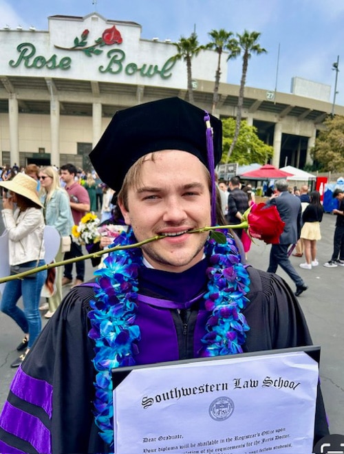 Harrison Shiels law school commencement at the Rose Bowl.