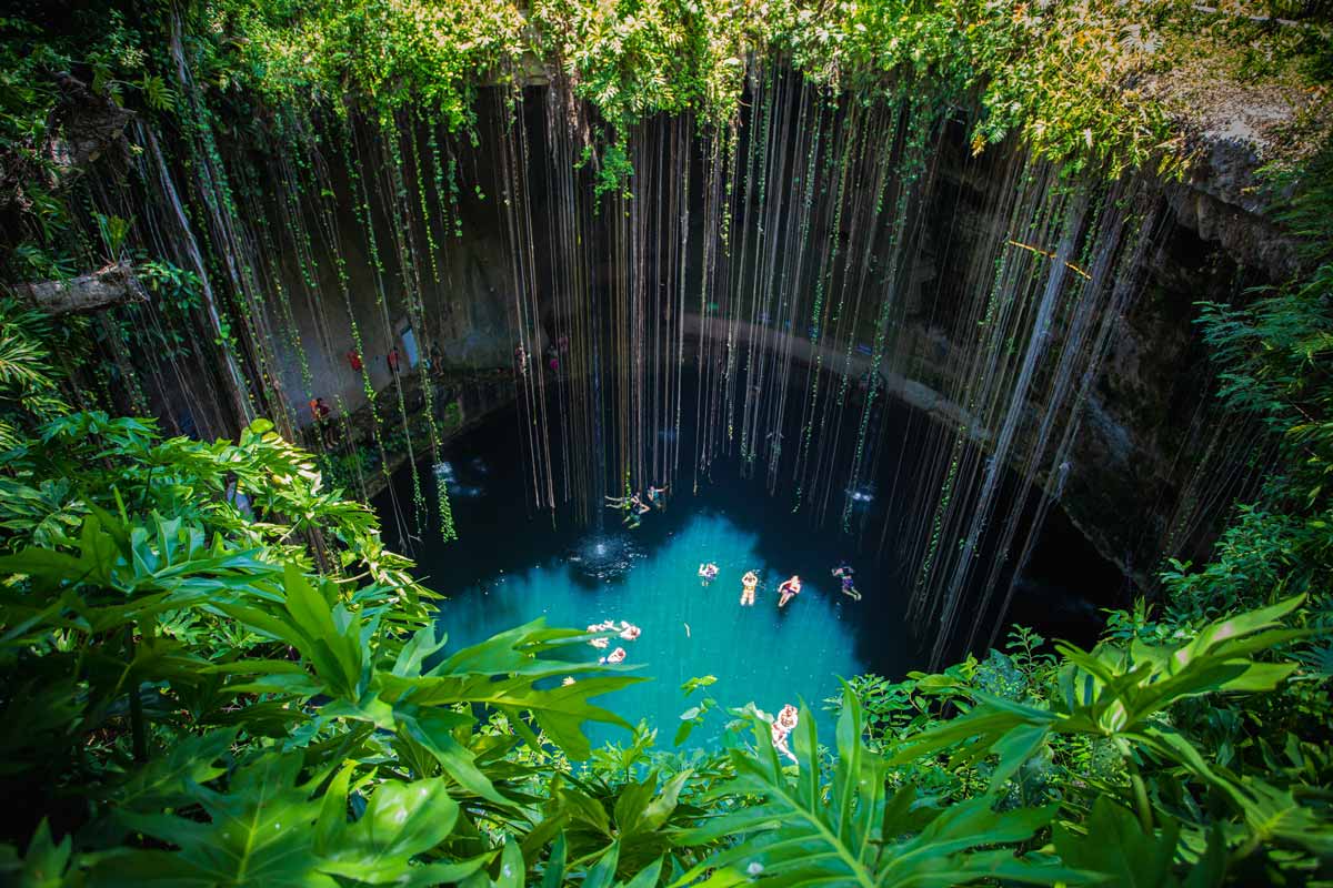 Swiming in cenote in Mexico