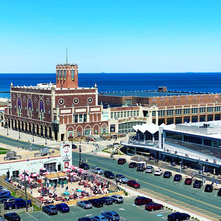 Asbury Park Convention Hall, boardwalk and oceanfront
